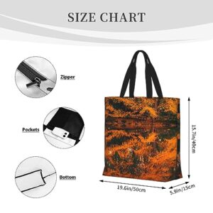 VACSAX Tote Bag for Women Reusable Shopping Bags Tree in water Print Shoulder Handbag Aesthetic Totes for Grocery