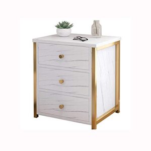 ZHAOLEI Bedside Table Nightstand Bedroom Furniture 3 Drawer ，Storage Bedside Cabinet MDF Board Marble Texture