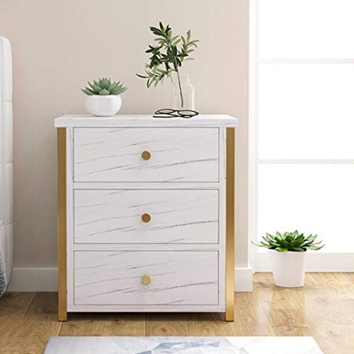 ZHAOLEI Bedside Table Nightstand Bedroom Furniture 3 Drawer ，Storage Bedside Cabinet MDF Board Marble Texture