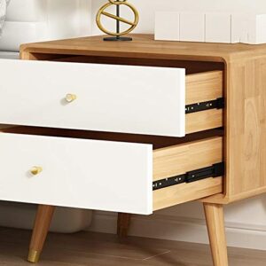 ZHAOLEI Solid Wood Bedside Storage Cabinet, Simple and Double Drawer Design Bedside Table