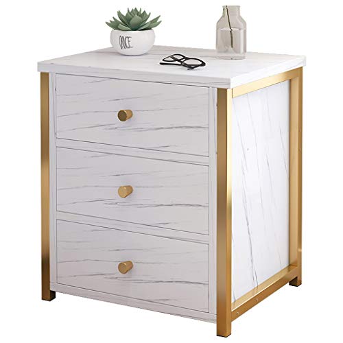 ZHAOLEI Bedside Table Nightstand Bedroom Furniture 3 Drawer Storage Bedside Cabinet MDF Board Marble Texture