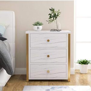 ZHAOLEI Bedside Table Nightstand Bedroom Furniture 3 Drawer Storage Bedside Cabinet MDF Board Marble Texture