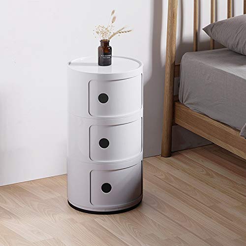 ZHAOLEI Nordic Simple ABS Bedside Storage Cabinet Sofa Bedroom Nightstands 3 Tier Round Storage Finishing Cabinets