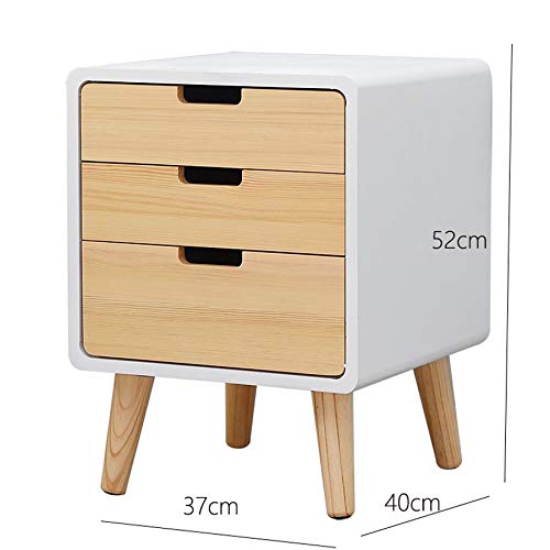 ZHAOLEI Simple and Three-Drawer Design Bedside Table, Mini Locker Bedroom Solid Wood Bedside Storage Cabinet