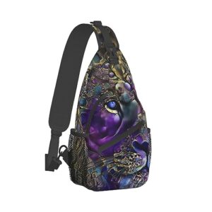 yakkya men & women trippy king of the lion art sling bag backpack outdoor sport daypack travel bag - multipurpose anti-theft tactical satchel, unbalance chest bag rucksack