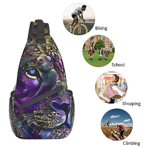 YAkkYA Men & Women Trippy King Of The Lion Art Sling Bag Backpack Outdoor Sport Daypack Travel Bag - Multipurpose Anti-Theft Tactical Satchel, Unbalance Chest Bag Rucksack