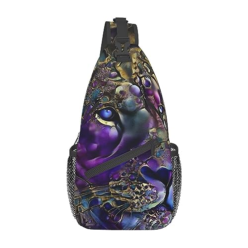 YAkkYA Men & Women Trippy King Of The Lion Art Sling Bag Backpack Outdoor Sport Daypack Travel Bag - Multipurpose Anti-Theft Tactical Satchel, Unbalance Chest Bag Rucksack