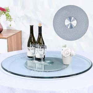 round glass turntable lazy susan, 50-110 cm tempered glass serving tray revolves 360° rotating board plate dish table centrepiece serve cakes cheese snacks (color : silver, size : 50cm(20in))