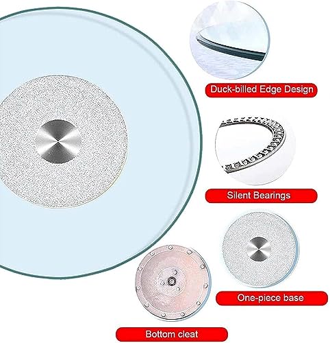 Round Glass Turntable Lazy Susan, 50-110 Cm Tempered Glass Serving Tray Revolves 360° Rotating Board Plate Dish Table Centrepiece Serve Cakes Cheese Snacks (Color : Silver, Size : 50cm(20in))