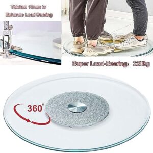 Round Glass Turntable Lazy Susan, 50-110 Cm Tempered Glass Serving Tray Revolves 360° Rotating Board Plate Dish Table Centrepiece Serve Cakes Cheese Snacks (Color : Silver, Size : 50cm(20in))