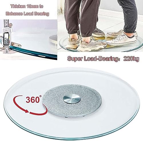 Round Glass Turntable Lazy Susan, 50-110 Cm Tempered Glass Serving Tray Revolves 360° Rotating Board Plate Dish Table Centrepiece Serve Cakes Cheese Snacks (Color : Silver, Size : 50cm(20in))