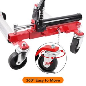 MERXENG 4PC Wheel Dolly, 1500LBS Capacity Car Dolly with Hydraulic Tire Jack for Vehicle Positioning for Truck RV Trailer