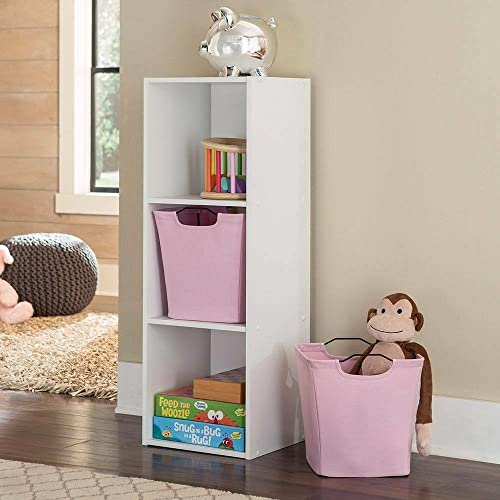 MAXCBD Nightstand Bedside Table Drawer Cabinet Kids Storage Cube 11"x10.5" Light Pink Wire Framed Fabric Drawer Storage Tower Dresser