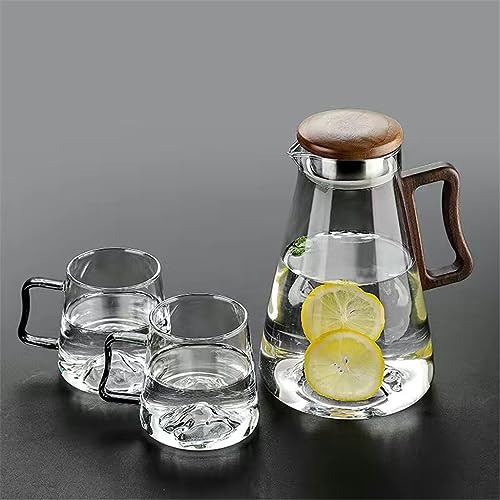 ZYJBM Clear Pot Water Storage Kettle Teapot Kettle Heat-Resistant Glass Home Living Room Bottle with 4 Cup and Tray