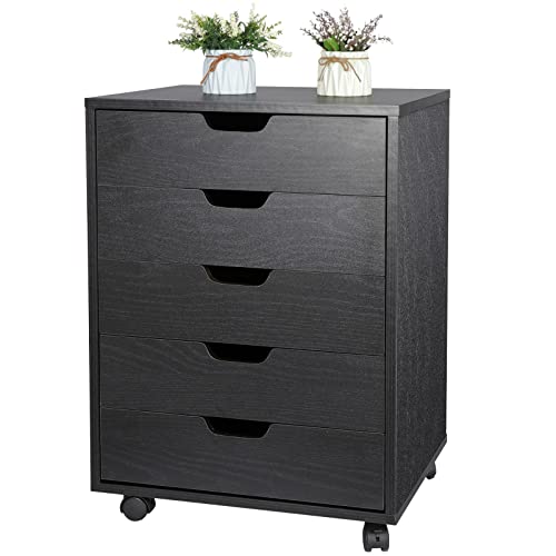 MAXCBD Nightstand Bedside Table Drawer Cabinet Home Office Cabinet 5 Drawer Storage Cabinet Storage Organization Bedroom Big Storage Space with 5 Drawer Storage Tower Dresser