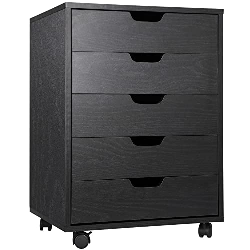 MAXCBD Nightstand Bedside Table Drawer Cabinet Home Office Cabinet 5 Drawer Storage Cabinet Storage Organization Bedroom Big Storage Space with 5 Drawer Storage Tower Dresser