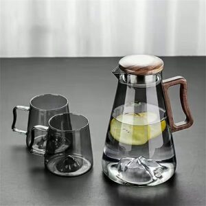 ZYJBM Gray Pot Water Storage Kettle Teapot Kettle Heat-Resistant Glass Home Living Room Bottle with 4 Cup and Tray