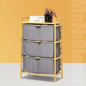 MAXCBD Nightstand Bedside Table Drawer Cabinet Bamboo Fabric Drawers Underwear Socks Scarf Organizer Unit Cabinet Rack Bedside It Adopts A Stylish and Elegant Design Storage Tower Dresser