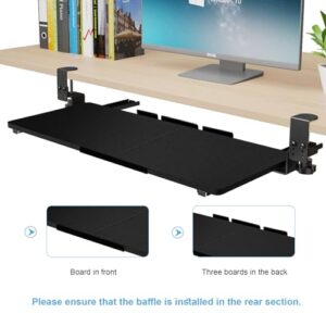 EQEY Keyboard Tray Under Desk, Height Adjustable Keyboard Tray Ergonomic Pull Out Under Desk Drawer Keyboard Platforms with Wrist Support Pad Keyboard Drawer for Desk (26 x 10 inch, Black new version)