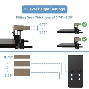 EQEY Keyboard Tray Under Desk, Height Adjustable Keyboard Tray Ergonomic Pull Out Under Desk Drawer Keyboard Platforms with Wrist Support Pad Keyboard Drawer for Desk (26 x 10 inch, Black new version)