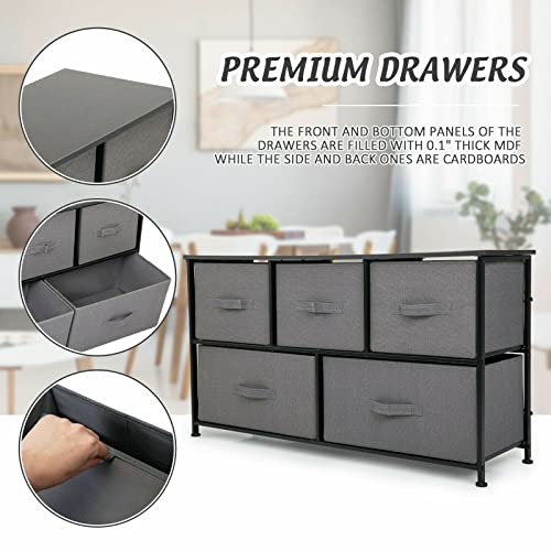 Nightstand Bedside Table Drawer Cabinet Dresser Storage Organizer Tower Unit 2 Tier W/5 Drawer Steel Frame Cabinet Table Stylish And Compact For Home And Business Occasions Storage Tower Dresser