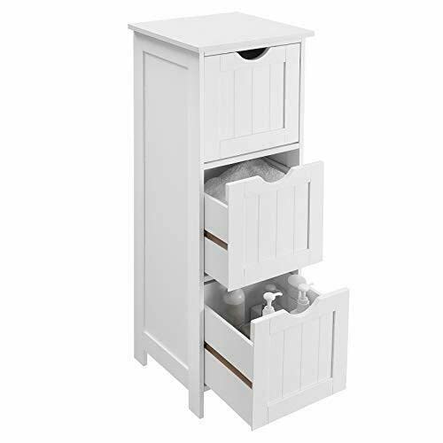 MAXCBD Nightstand Bedside Table Drawer Cabinet Bathroom Cabinet Floor Cabinet Free-Standing Storage Cabinet with 3 Drawers Storage Tower Dresser