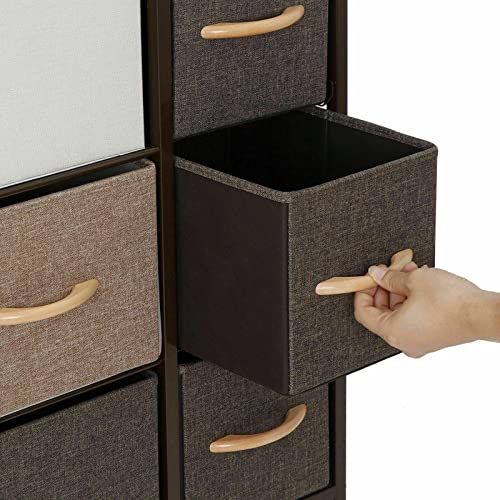 MAXCBD Nightstand Bedside Table Drawer Cabinet Storage Dresser Shelf Organizer Bins Cabinet Non-Woven Fabric Drawer Nightstands 7 Removable Drawers Storage Tower Dresser