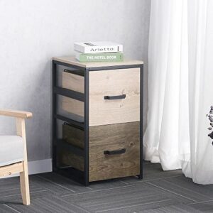 maxcbd nightstand bedside table drawer cabinet wooden file cabinet 2 drawers vertical metal frame durable sturdy ertical filing cabinet with 2 drawer metal frame storage tower dresser