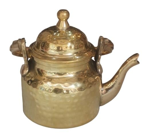 Handmade Pure Brass Hammered Tea Kettle Teapot, Cooking & Serving Pot, Coffee KettleBrass Dining Set, Christmas Gift,Capacity - 350 ML(6" inches) 100% Pure Brass, By TSSI Handicraft