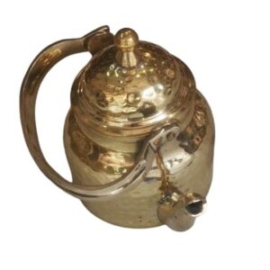 Handmade Pure Brass Hammered Tea Kettle Teapot, Cooking & Serving Pot, Coffee KettleBrass Dining Set, Christmas Gift,Capacity - 350 ML(6" inches) 100% Pure Brass, By TSSI Handicraft