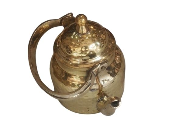 Handmade Pure Brass Hammered Tea Kettle Teapot, Cooking & Serving Pot, Coffee KettleBrass Dining Set, Christmas Gift,Capacity - 350 ML(6" inches) 100% Pure Brass, By TSSI Handicraft