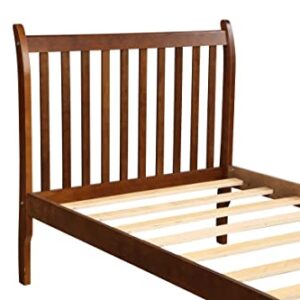 HBRR Wood Platform Bed Frame Twin Wood Bed Frame with Headboard and Footboard, 10”Height for Underbed Storage/No Box Spring Needed/Wooden Slats Support, Walnut