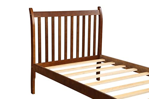 HBRR Wood Platform Bed Frame Twin Wood Bed Frame with Headboard and Footboard, 10”Height for Underbed Storage/No Box Spring Needed/Wooden Slats Support, Walnut