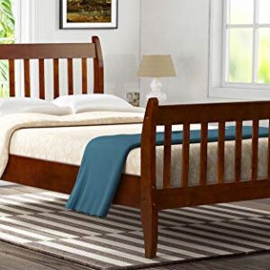 HBRR Wood Platform Bed Frame Twin Wood Bed Frame with Headboard and Footboard, 10”Height for Underbed Storage/No Box Spring Needed/Wooden Slats Support, Walnut