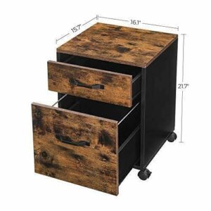 MAXCBD Nightstand Bedside Table Drawer Cabinet Industrial File Cabinet 2 Drawers Filling Cabinet with Wheels 4Casters More Convenient Storage Tower Dresser