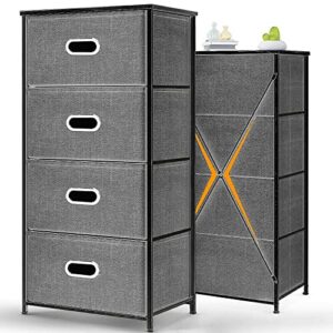 Nightstand Bedside Table Drawer Cabinet Chest of Fabric 4 Drawers Dresser Cabinet Bedroom Storage Tower Bins Organizer 4-Drawer Storage Cabinet Sleek Modern Yet Simple Look That Storage Tower Dresser