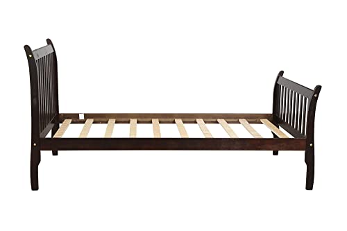 HBRR Wood Platform Bed Frame Twin Wood Bed Frame with Headboard and Footboard, 10”Height for Underbed Storage/No Box Spring Needed/Wooden Slats Support, Espresso