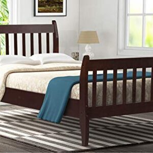 HBRR Wood Platform Bed Frame Twin Wood Bed Frame with Headboard and Footboard, 10”Height for Underbed Storage/No Box Spring Needed/Wooden Slats Support, Espresso