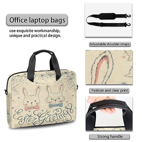 Cute Bunny Couple Laptop Bag for Women Men Business Crossbody Computer Bag Laptop Case Water Resistant Travel Messenger Briefcase with Handle Fits 13 14 15 16 Inch Notebook and Laptop
