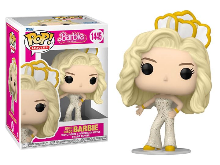 POP Movies: Barbie - Gold Disco Barbie Funko Vinyl Figure (Bundled with Compatible Box Protector Case), Multicolor, 3.75 inches