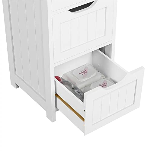 MAXCBD Nightstand Bedside Table Drawer Cabinet Bathroom Floor Cabinet Storage Organizer with 4 Drawers Free Standing Cabinet Spacious Storage Storage Tower Dresser