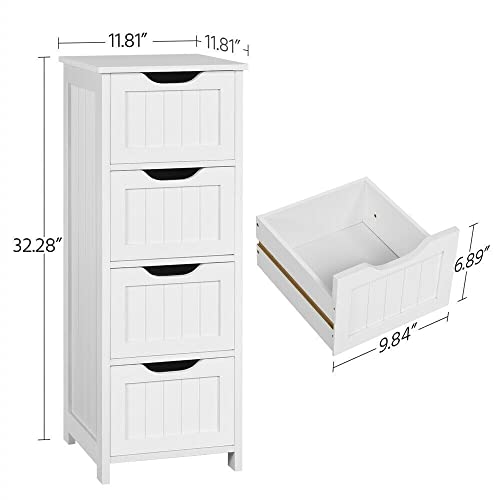 MAXCBD Nightstand Bedside Table Drawer Cabinet Bathroom Floor Cabinet Storage Organizer with 4 Drawers Free Standing Cabinet Spacious Storage Storage Tower Dresser