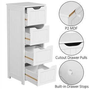 MAXCBD Nightstand Bedside Table Drawer Cabinet Bathroom Floor Cabinet Storage Organizer with 4 Drawers Free Standing Cabinet Spacious Storage Storage Tower Dresser