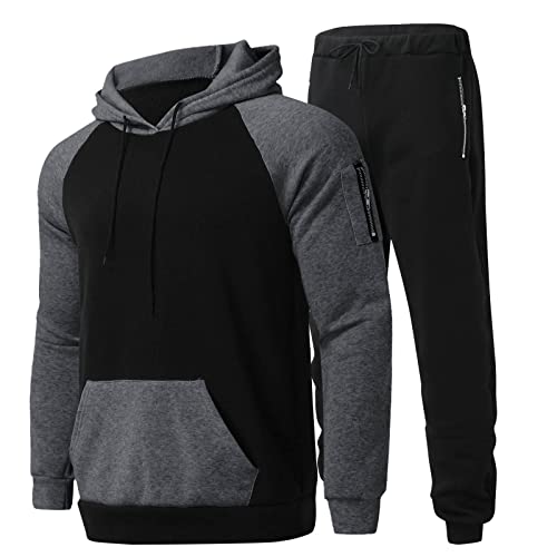 Willisos Mens Tracksuit 2 Piece Hoodie, Mens Hoodie Sweatsuit Sets Jogging Activewear Long Sleeve Athletic Suits Hoodies Sets