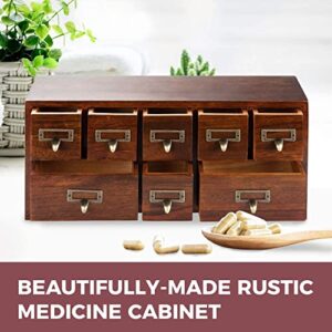 MAXCBD Nightstand Bedside Table Drawer Cabinet 8 Drawers Wood Apothecary Medicine Cabinet Label Holder Organizer Card Catalog Beautifully-Made Rustic Cabinet Storage Tower Dresser