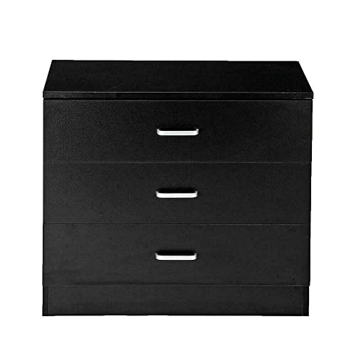 MAXCBD Nightstand Bedside Table Drawer Cabinet Chest of Drawers 3 Drawers Dresser Bedroom Nightstand Storage Cabinet Black 3 Drawer Dresser Storage Tower Dresser