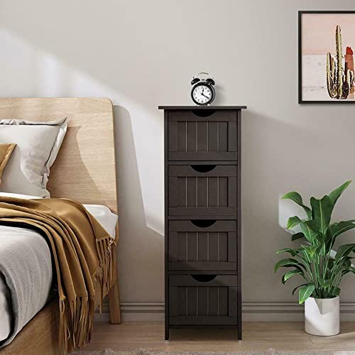 Nightstand Bedside Table Drawer Cabinet Chest Storage 4 Drawers Dresser Bedroom Cabinet Furniture Organizer Bathroom Floor Cabinet Bathroom Storage Cabinet Side Table Organizer Unit With Storage Tower