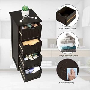 Nightstand Bedside Table Drawer Cabinet Chest Storage 4 Drawers Dresser Bedroom Cabinet Furniture Organizer Bathroom Floor Cabinet Bathroom Storage Cabinet Side Table Organizer Unit With Storage Tower