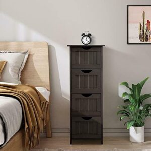 maxcbd nightstand bedside table drawer cabinet dresser with 4 drawers bedroom storage chests of drawers floor cabinet brown floor cabinet bathroom storage cabinet storage tower dresser