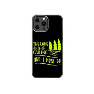 the lake is calling and i must go sarcastic funny fisherman pattern art design anti-fall and shockproof gift iphone case (iphone xr)